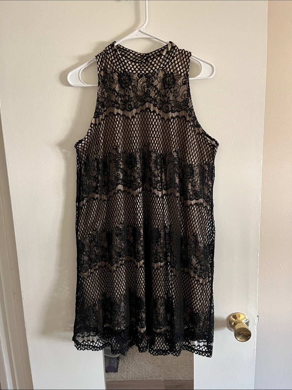 Xhilaration Black Lace Overlay Dress with Nude Underlay